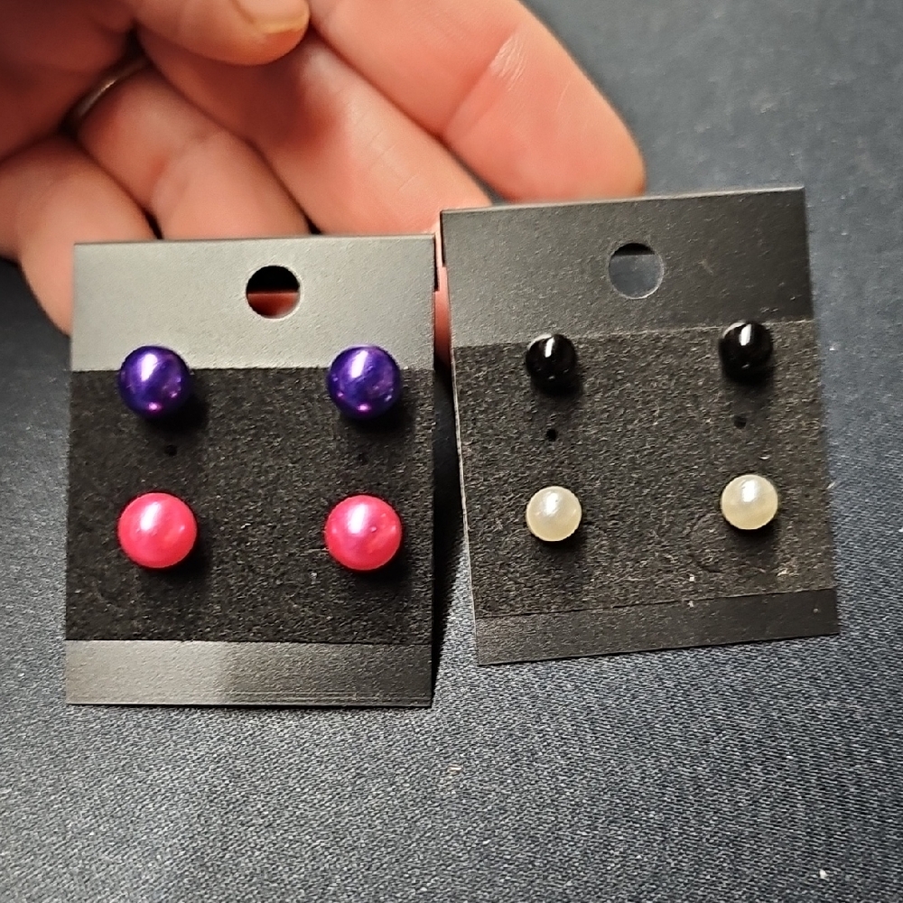 Elegant Multi-Color Stud Earrings Set